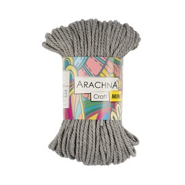 Шнур Arachna "Macrame craft MINI" 06 серый 75% хлопок, 25% фибра 94 гр 30 м