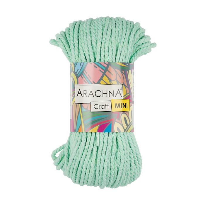 Шнур Arachna "Macrame craft MINI" 07 мятный 75% хлопок, 25% фибра 94 гр 30 м