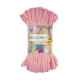 Шнур Arachna "Macrame craft MINI" 04 розовый 75% хлопок, 25% фибра 94 гр 30 м