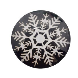 Кабошон стеклянный с рисунком "Снежинка" 25 мм