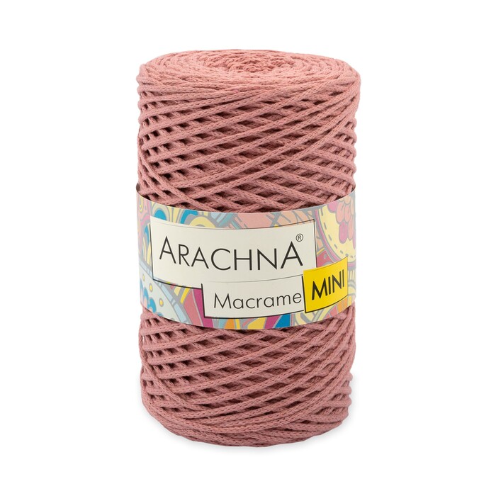 Шнур Arachna "Macrame MINI" 46 античная роза 80% хлопок, 20% полиэстер 250 гр 200 м